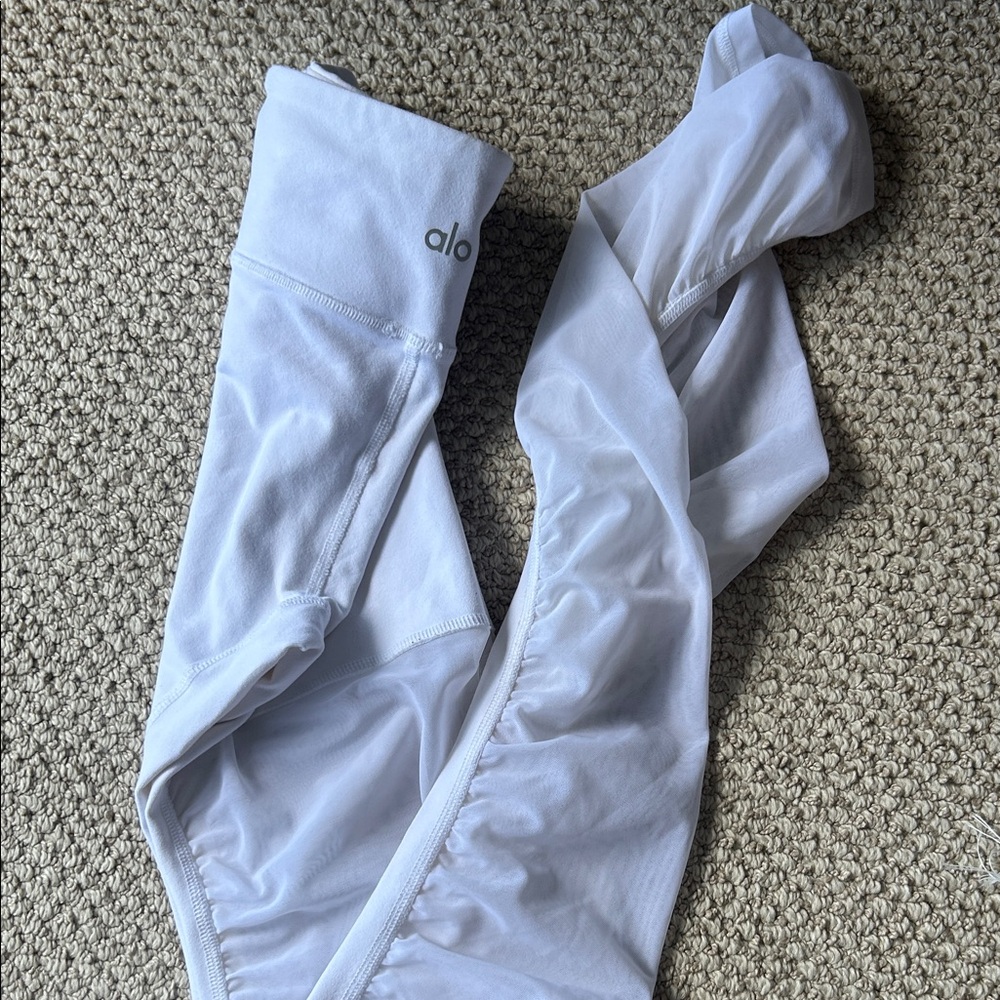 ALO Yoga White Mesh Leggings